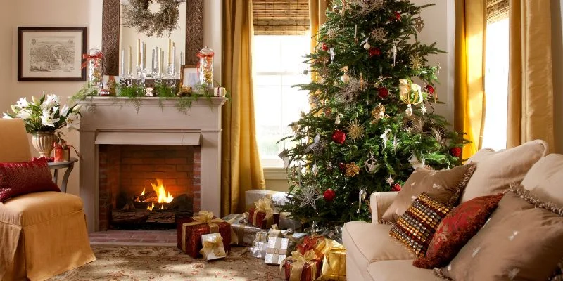 Christmas Gift Corner Setup in living room