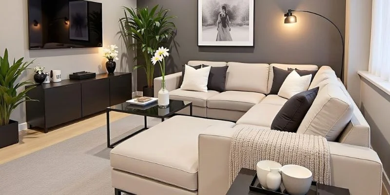 sofa styling with surrounding accessories
