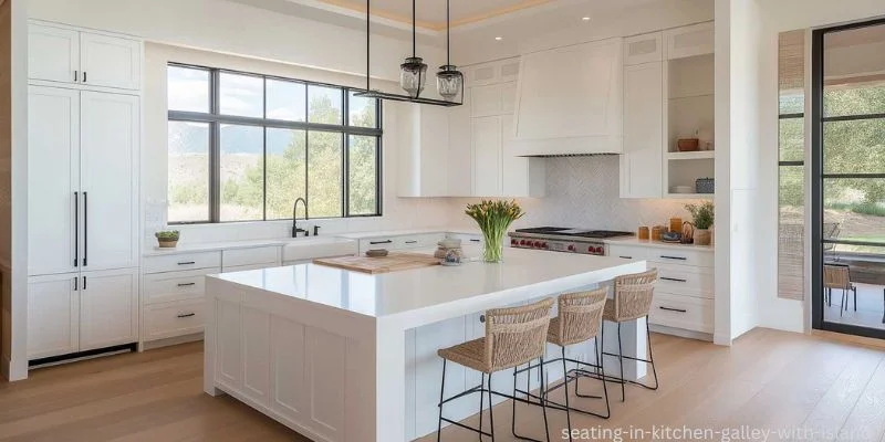 seating in kitchen galley with island